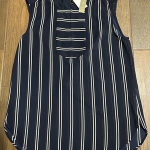 Striped Navy Sleeveless Blouse - Brand: J. Crew